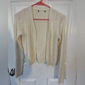 Brandy Melville Zoe V-Neck Cable Knit Cropped Cardigan